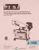 Jet-Jet HVBS-7 MW, 7\" Horizontal Vertical Band Saw, Operations and Parts Manual 2014-7\"-HVBS-7 MW-01